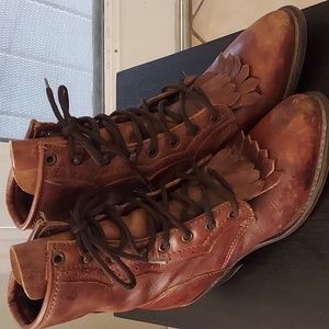 Vintage Durango Prairie Western Lace Up Brown Leather Boots Womens Size 5.5